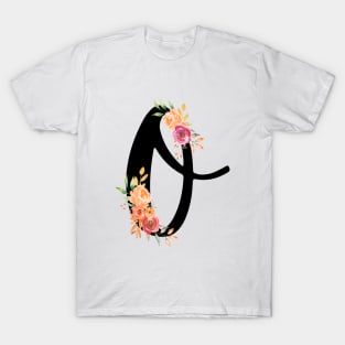 Letter O With Watercolor Floral Wreath T-Shirt